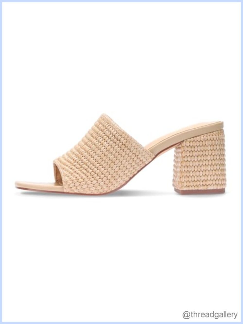 Raffia Woven Slip On Block Heel Sandals Square Open Toe Summer Beach